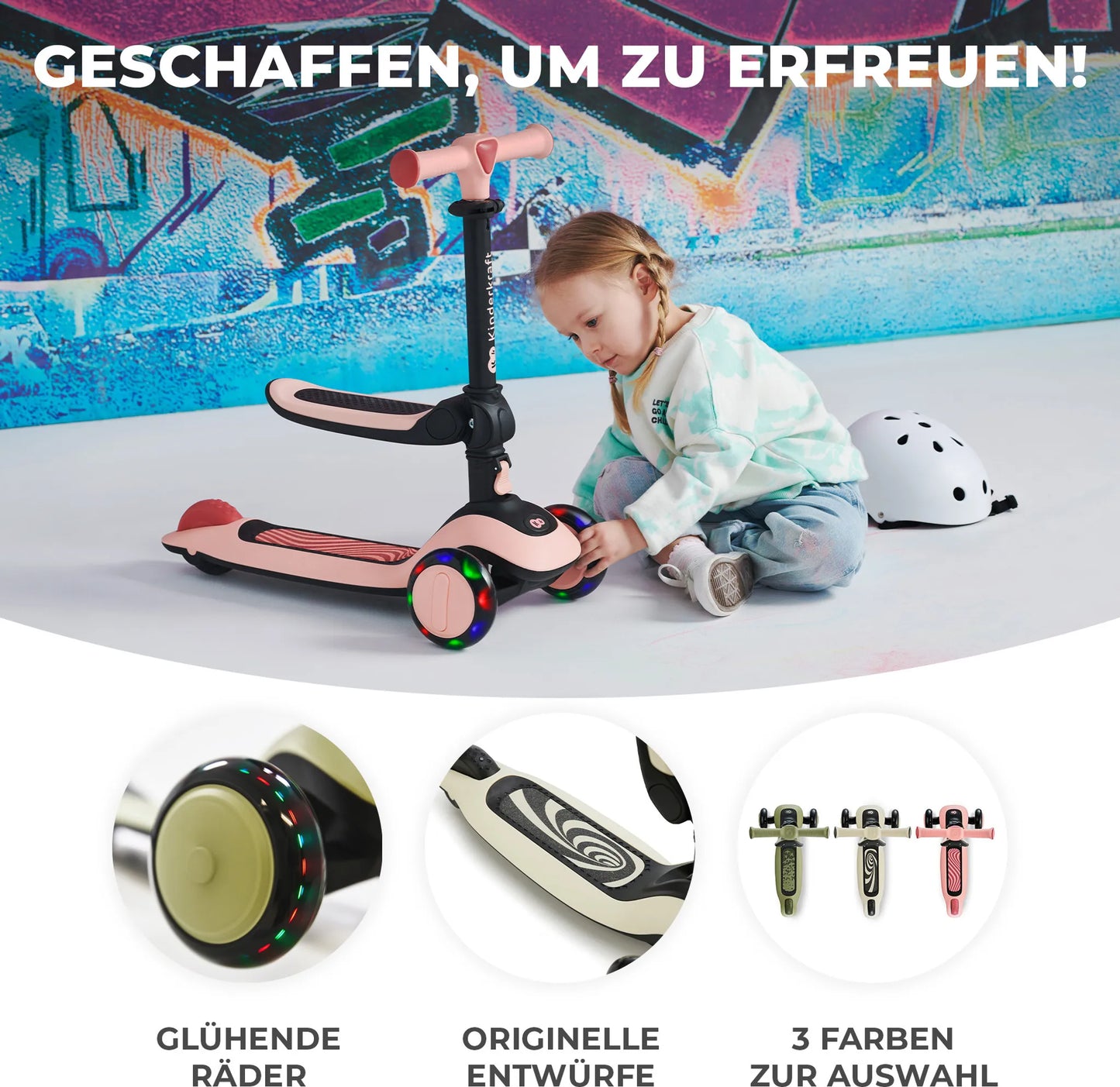 Kinderkraft Laufrad und Dreirad Roller Halley Beige