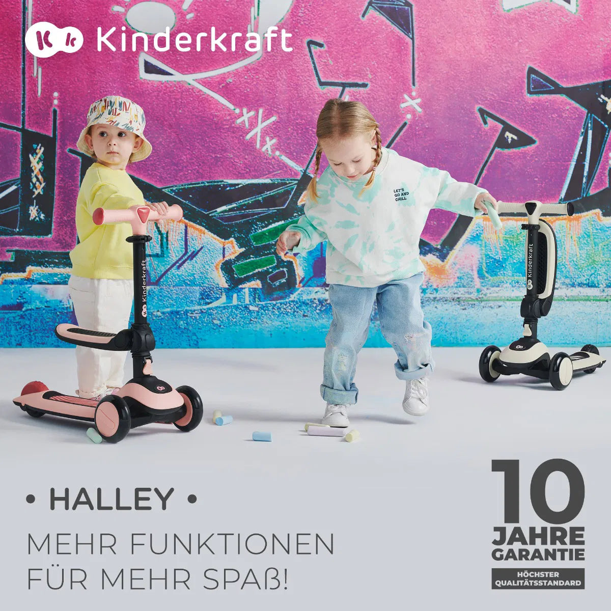 Kinderkraft Laufrad und Dreirad Roller Halley Pink