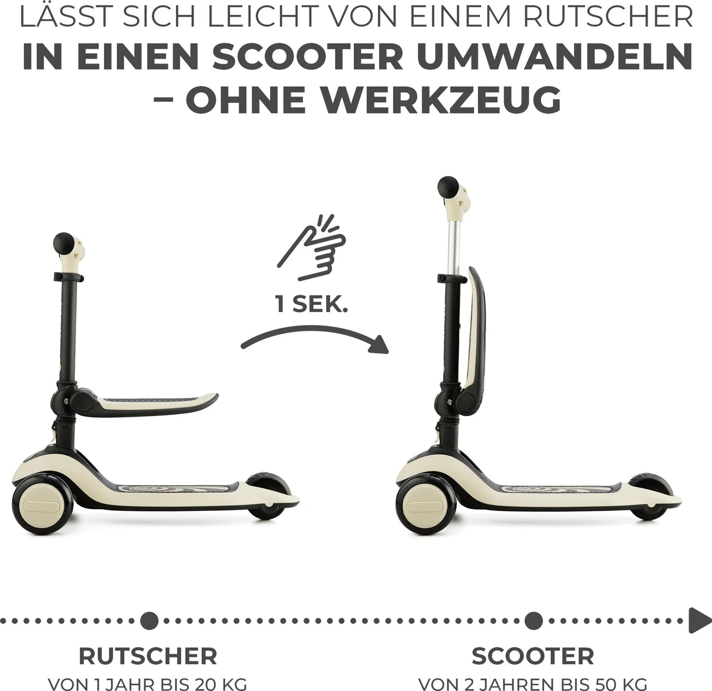 Kinderkraft Laufrad und Dreirad Roller Halley Beige