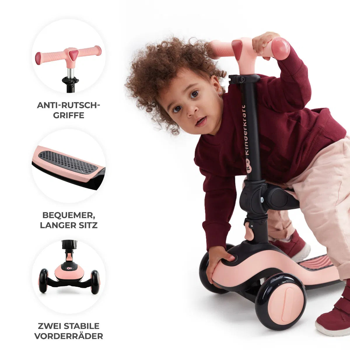 Kinderkraft Laufrad und Dreirad Roller Halley Pink