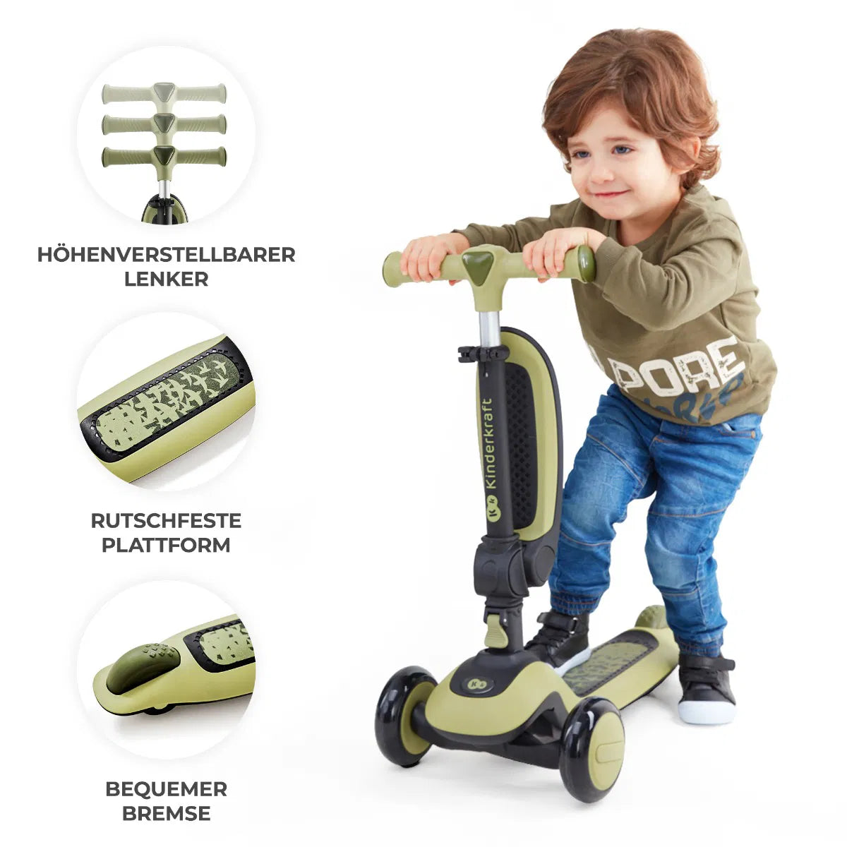Kinderkraft Laufrad und Dreirad Roller grün