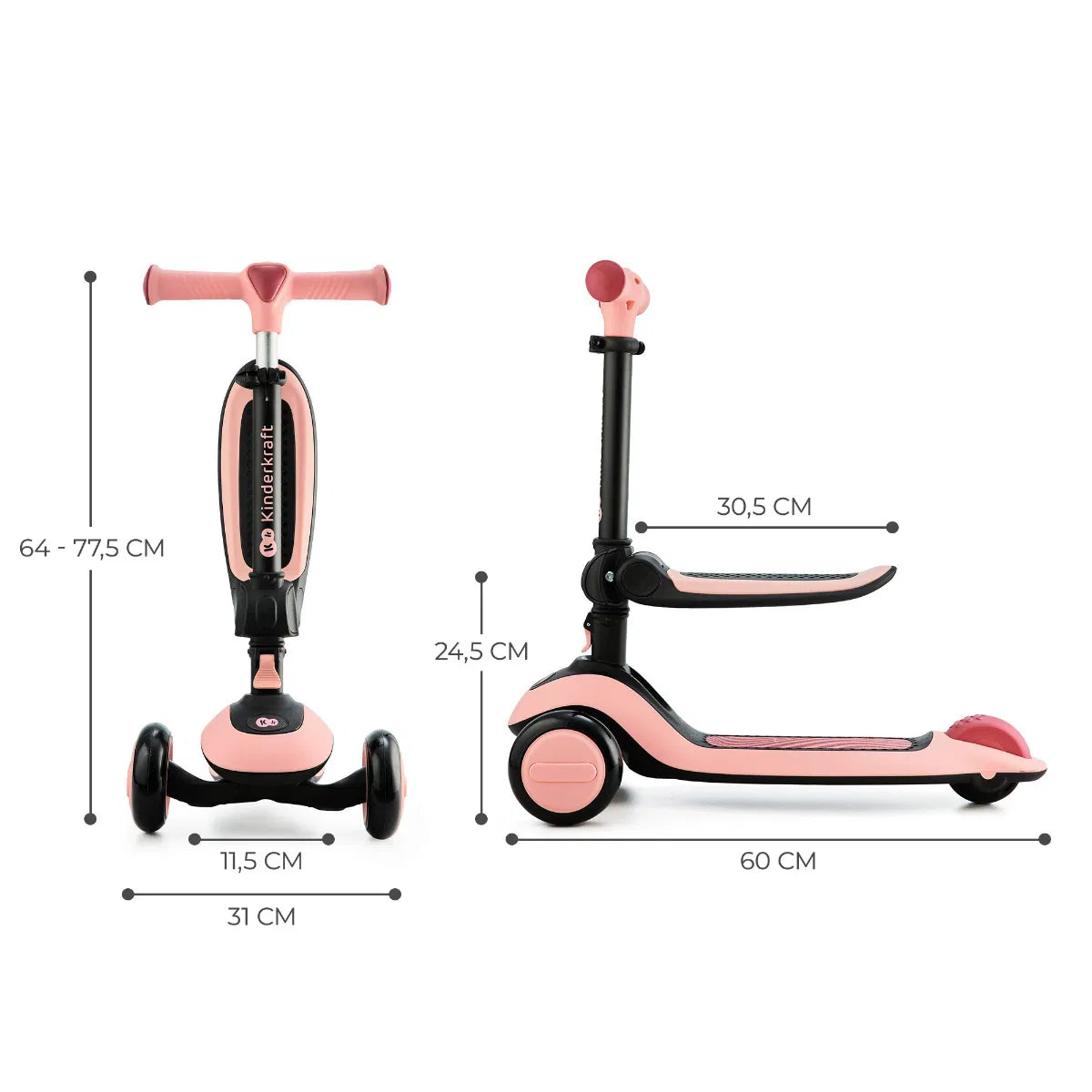 Kinderkraft Laufrad und Dreirad Roller Halley Pink