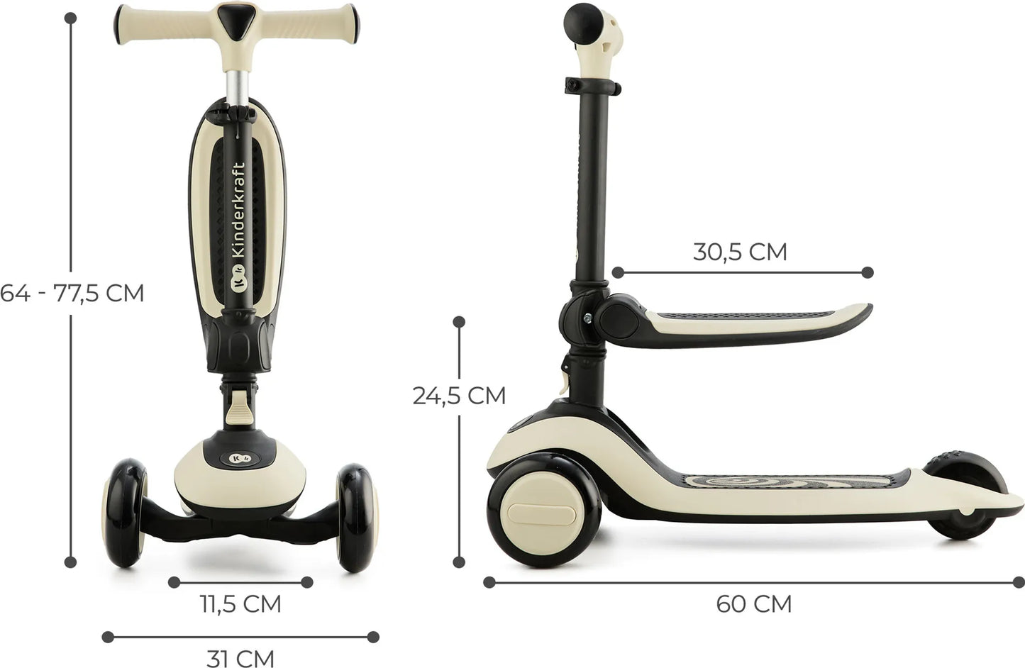 Kinderkraft Laufrad und Dreirad Roller Halley Beige