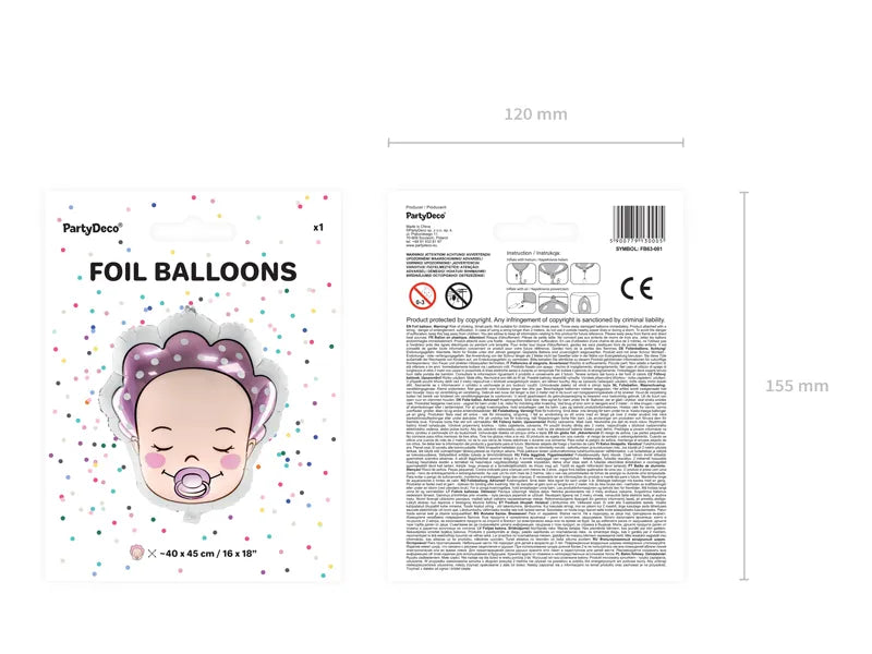 Folienballon Baby Girl, 40x45cm, Mix