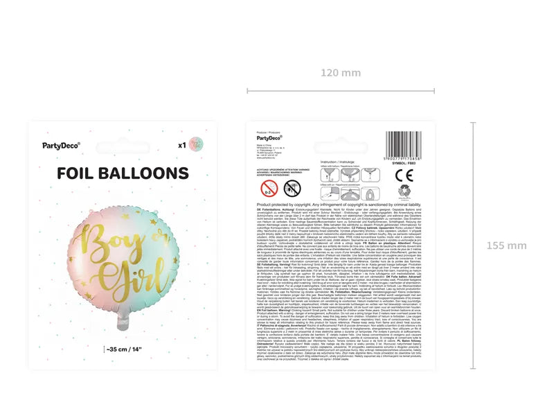 Folienballon Boy or Girl, 35cm, Mix