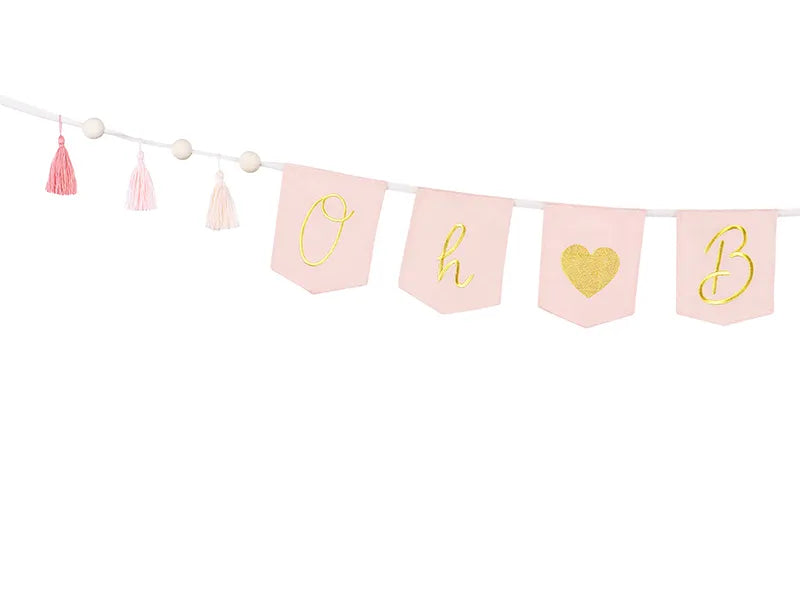 Banner Oh Baby mit Quasten, 2.5 m, hellrosa