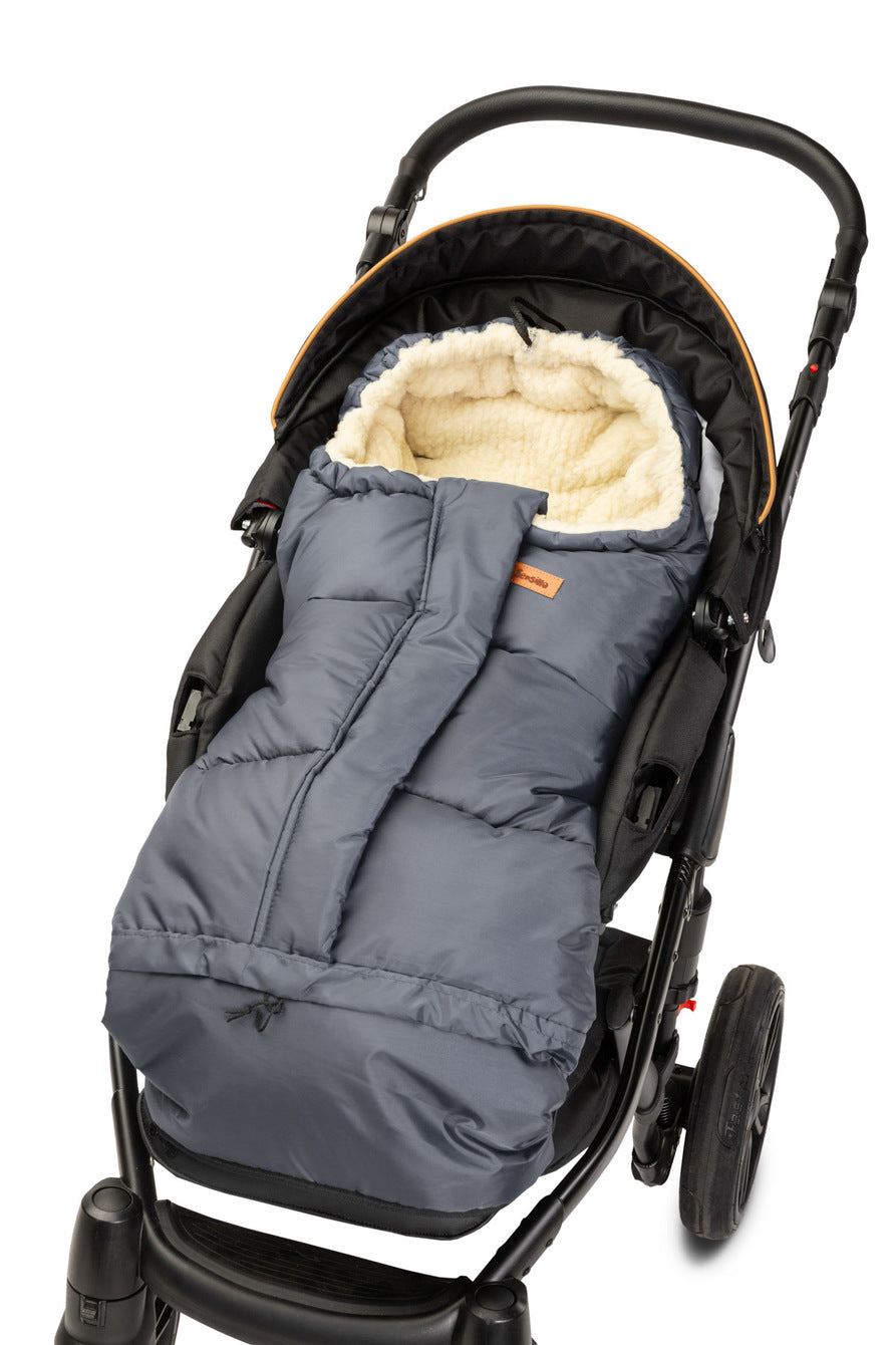 FUSSSACK COMBI 3IN1 WOLLE – GRAPHITE