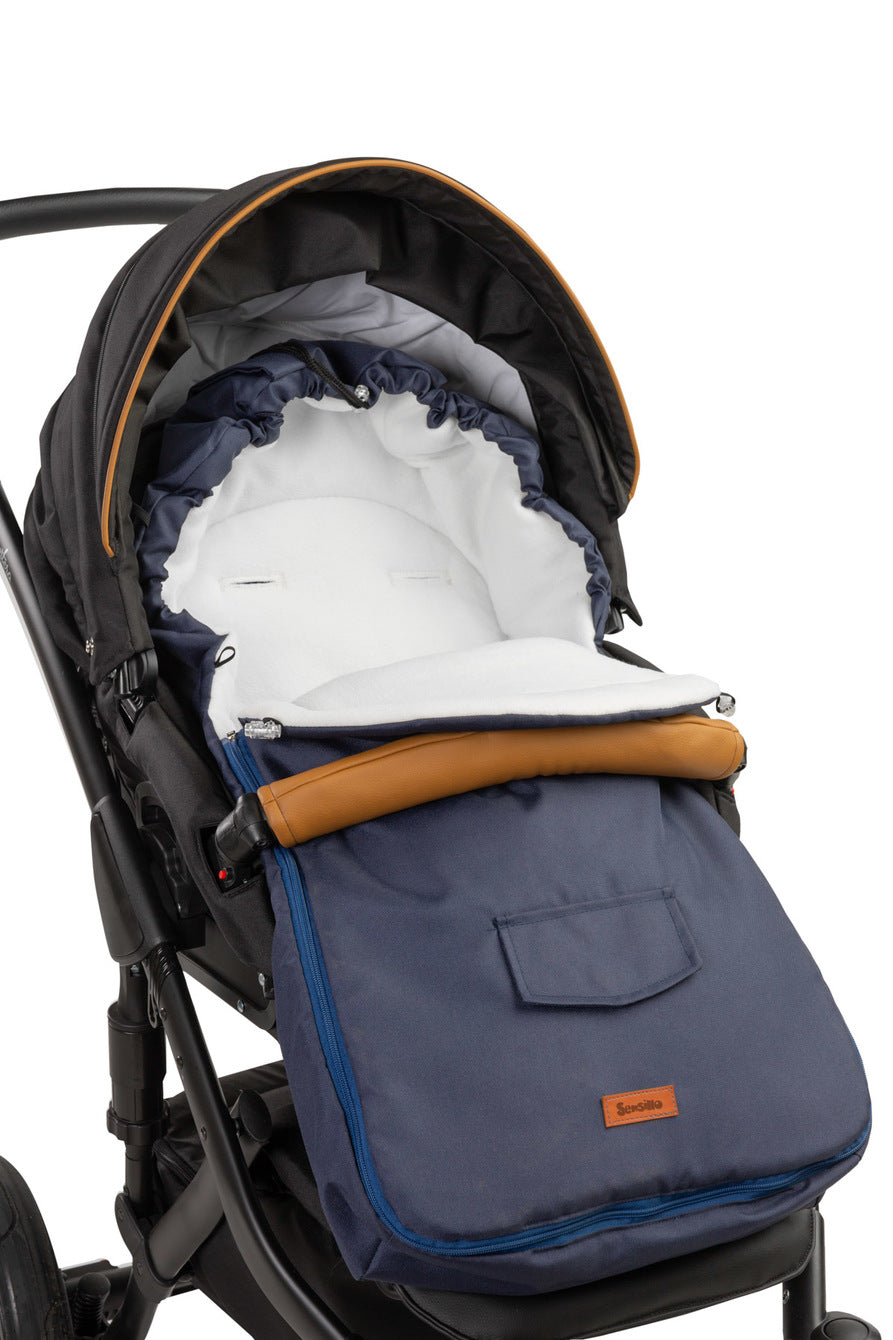 FUSSSACK Wolle BLAU FÜR KINDERWAGEN (95X40)