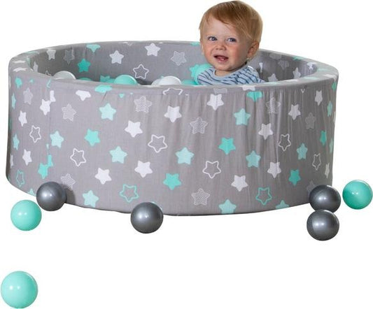 Besttoy Bällebad - Sterne - grau/weiss/türkis