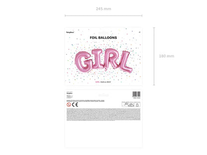 Folienballon Girl, 74x33cm, rosa