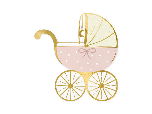 Papierservietten Kinderwagen, hellrosa, 14x15 cm