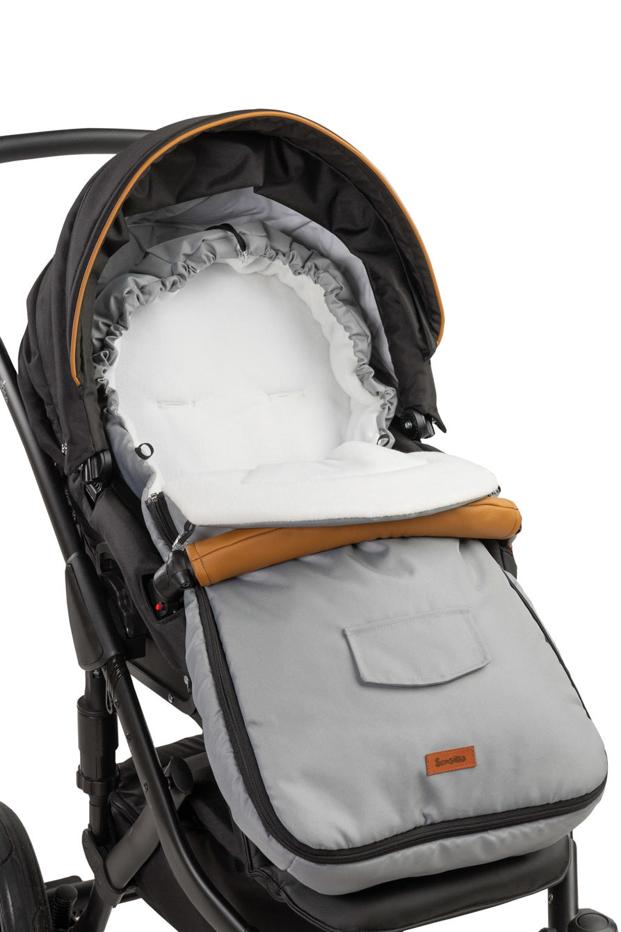 FUSSSACK WOLLE LIGHT GREY FÜR KINDERWAGEN (95X40)